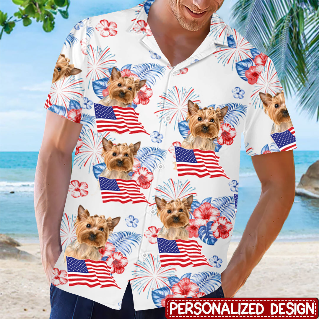 Personalized Unisex Patriotic Tropical Hawaiian Aloha Shirt
