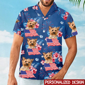 Personalized Unisex Patriotic Tropical Hawaiian Aloha Shirt