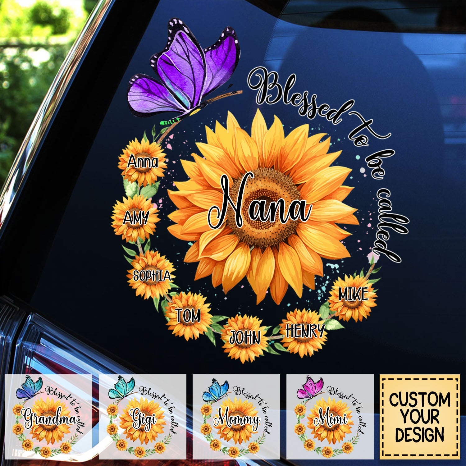 Blessed To Be Called Grandma Sunflower - Gift For Grandma, Mother, Mom - Personalized Decal