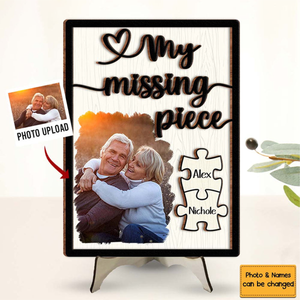 Gift For Couple My Missing Piece 2 Layered Separate Wooden Plaque