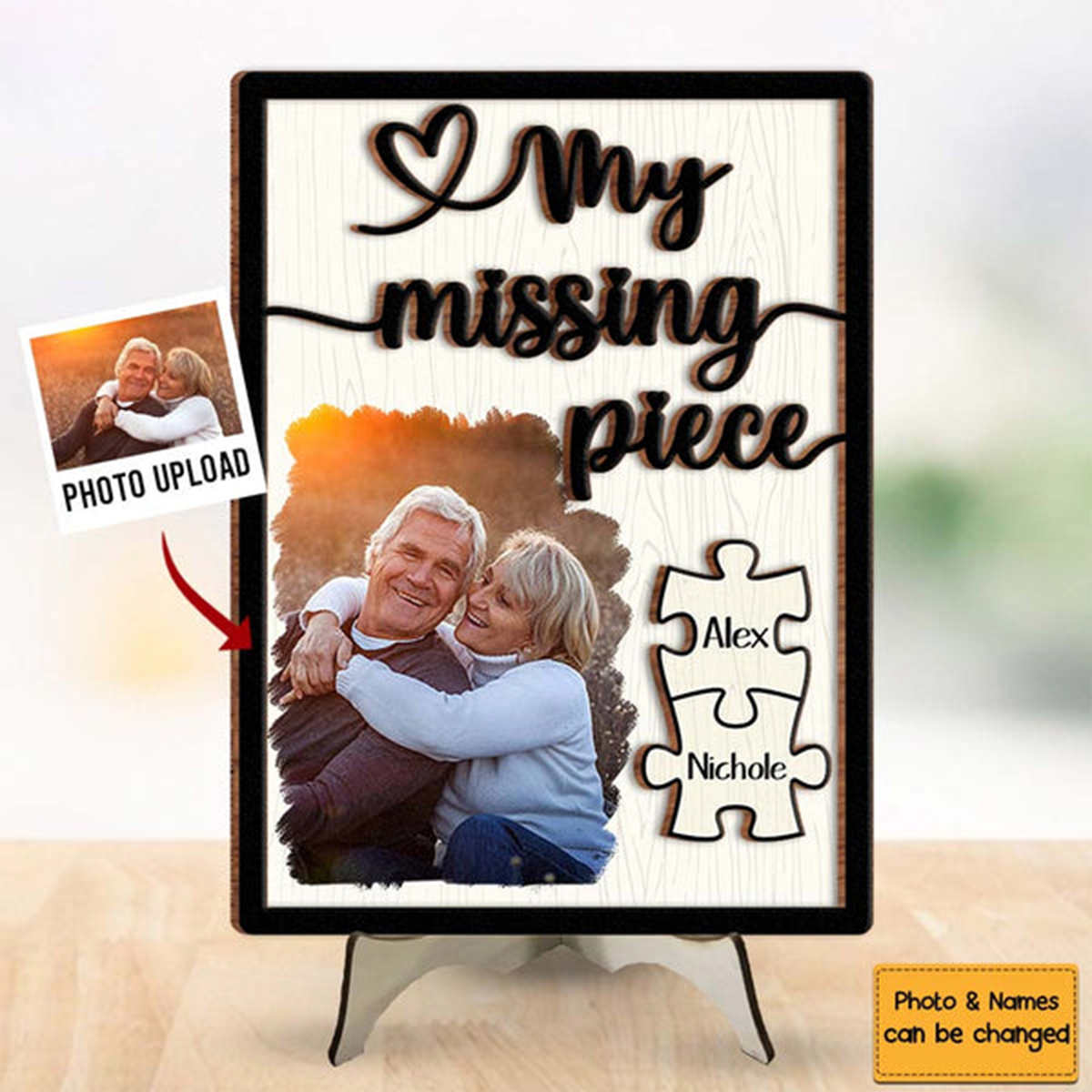 Gift For Couple My Missing Piece 2 Layered Separate Wooden Plaque