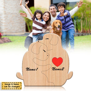Handcrafted - Wooden Dogs Family Puzzle - Personalized Wooden Pet Carvings