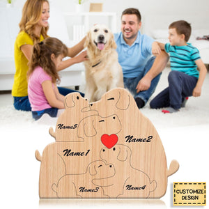 Handcrafted - Wooden Dogs Family Puzzle - Personalized Wooden Pet Carvings