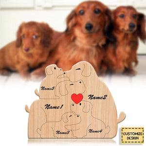 Handcrafted - Wooden Dogs Family Puzzle - Personalized Wooden Pet Carvings