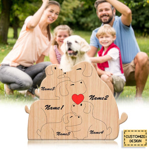 Handcrafted - Wooden Dogs Family Puzzle - Personalized Wooden Pet Carvings