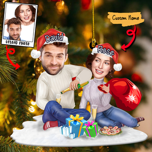 Custom My Love From Photo With Name For Couples Christmas Ornament