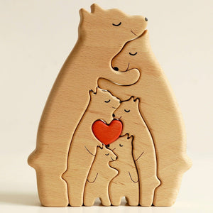 Personalized Bear Family Wooden Art Puzzle, Gift For Family