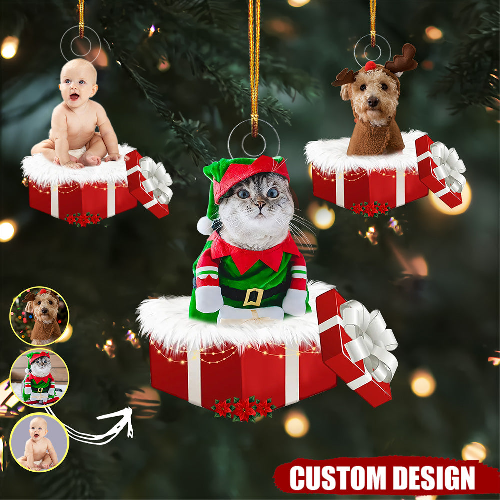 Baby Or Pet  Christmas Gift - Personalized Photo Mica Ornament
