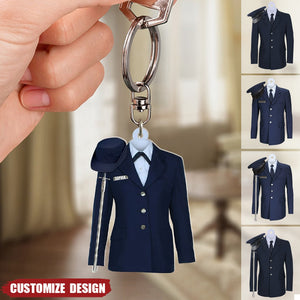 Navy - Air Force - Army - Marine Uniform On A Clothes Hanger- Personalized Keychain