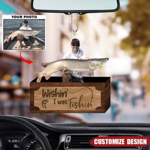 Personalized Photo Mica Fishing Car Ornament - Gift For Fishing Lovers, Fishers, Family