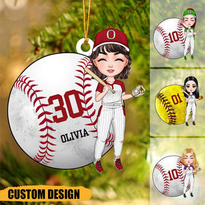 Baseball & Softball Girl - Personalized Custom Mica Ornament - Christmas Gift For Baseball, Softball Lovers