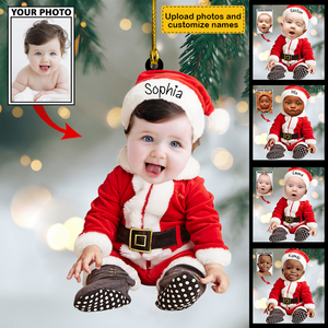 Personalized Custom Baby Cute Photo On Santa Claus Christmas Ornament