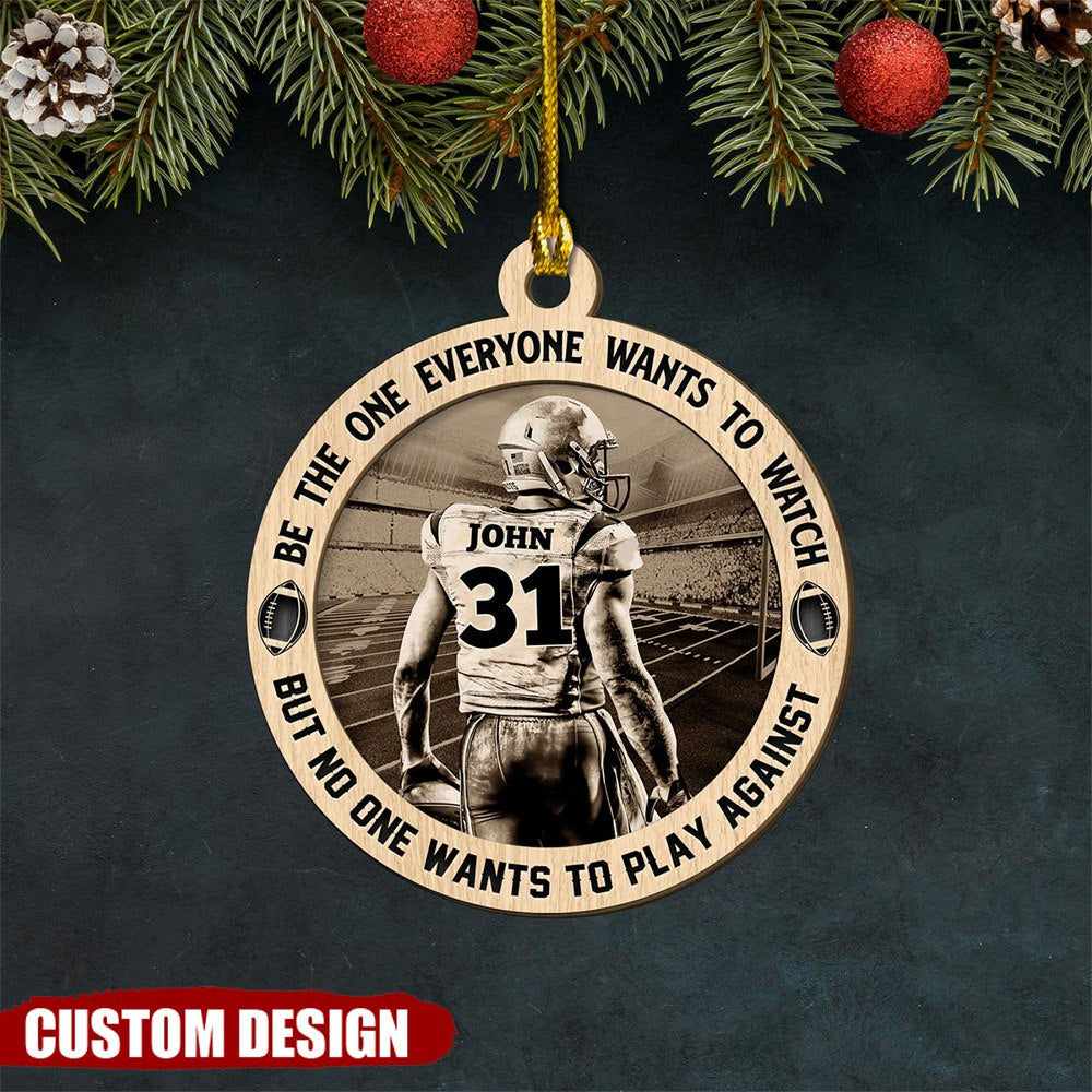 American Football Ornament - Personalized Wooden Ornament