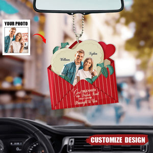 Love in an envelope car ornament - Gift for couple - God bless this broken road that brought me straight to you