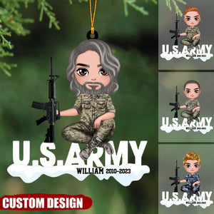 Personalized US Army Solider Custom Name Acrylic Ornament
