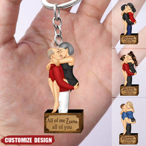 God Blessed - Romantic Personalized Couple Kissing Hugging Keychain - Gift For Couple