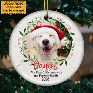 My First Christmas With My Forever Family - Personalized Custom Ceramic Christmas Ornament - Gifts For Pet Lovers
