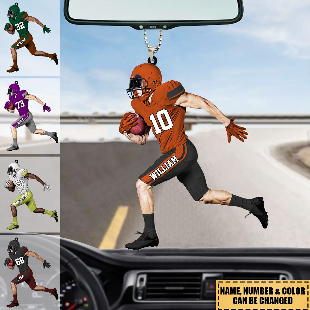 Personalized American Football Player Acrylic Christmas / Car Ornament - Gift For Football Player Football Lovers