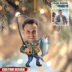 Fishing Is My Hobby - Personalized Photo Mica Ornament - Christmas Gift For Fishing Lover