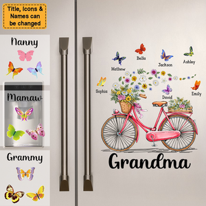 Gift for Grandma Bicycle With Flowers Personalized Decal/Sticker