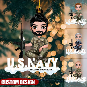 Personalized US Army Solider Custom Name Acrylic Ornament