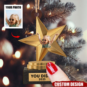 You Did It - Personalized Wooden Photo Ornament - Gift For Family