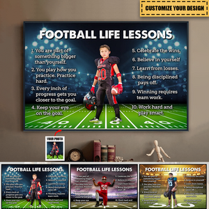 Football Life Lessons Custom Photo Poster - Gift For Football Player