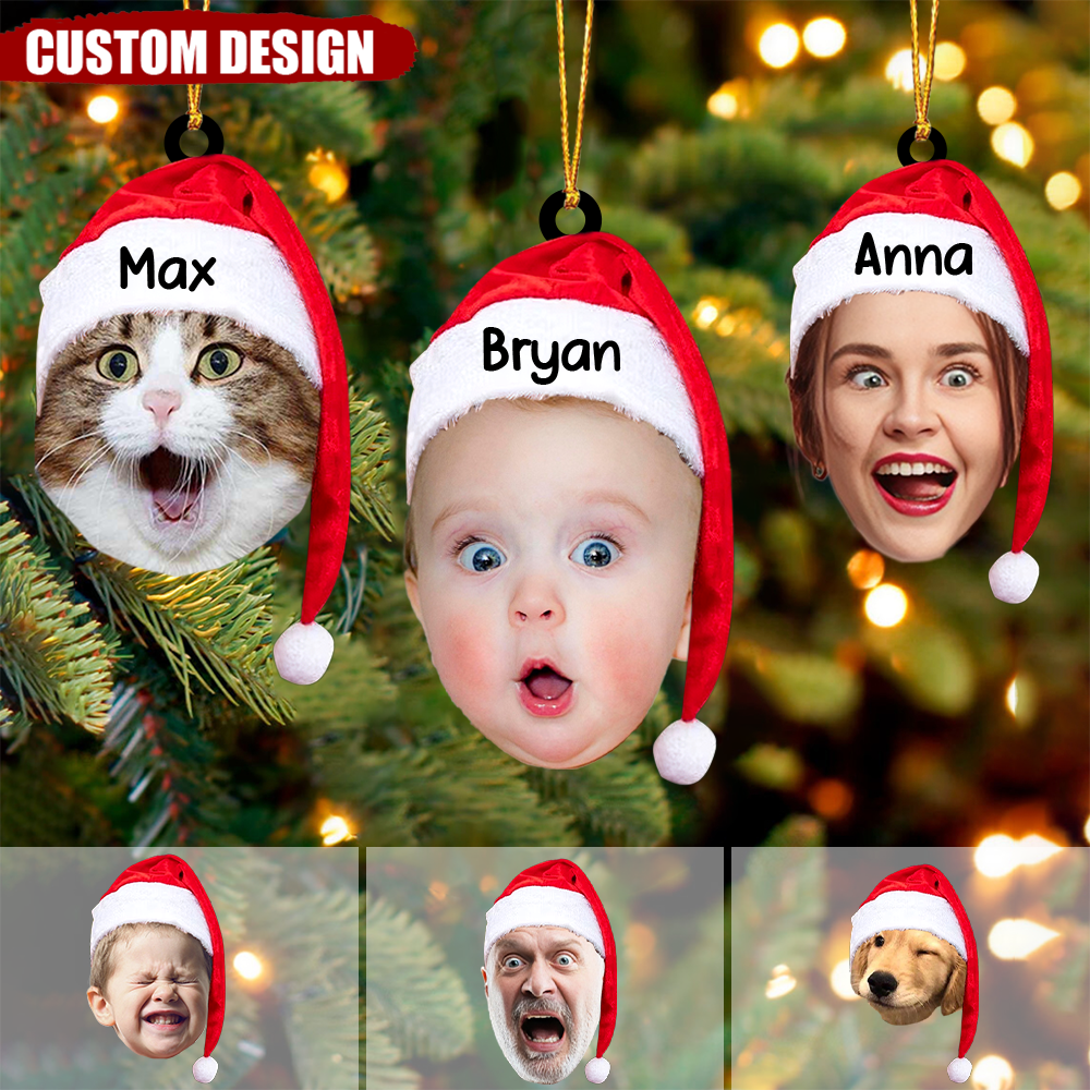 Personalized Photo Ornament, Funny Christmas Ornament, Custom Face Picture Ornament, Acrylic Pet Ornament, Christmas Decor, Holiday Gifts