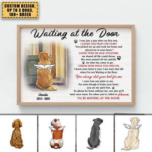 For The Furry Friend In Heaven, Waiting At The Door, Gift For Dog Lover, Personalized Poster, Dog Back View Print