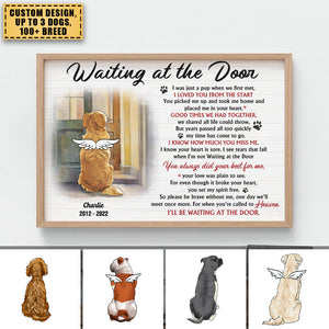 For The Furry Friend In Heaven, Waiting At The Door, Gift For Dog Lover, Personalized Poster, Dog Back View Print