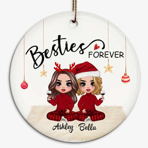 Doll Couple Sitting Christmas Gift For Him For Her Personalized Circle Ornament