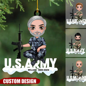 Personalized US Army Solider Custom Name Acrylic Ornament