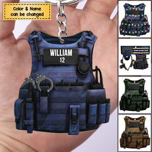 New Release - Police Bulletproof Vest, Personalized Keychain, Gift For Police Officers