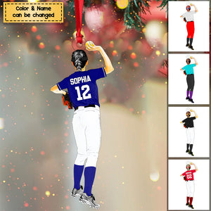 Custom Personalized Softball Acrylic Ornament, Gift For Softball Players, Christmas Gift For Daughter