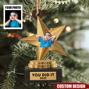 You Did It - Personalized Wooden Photo Ornament - Gift For Family