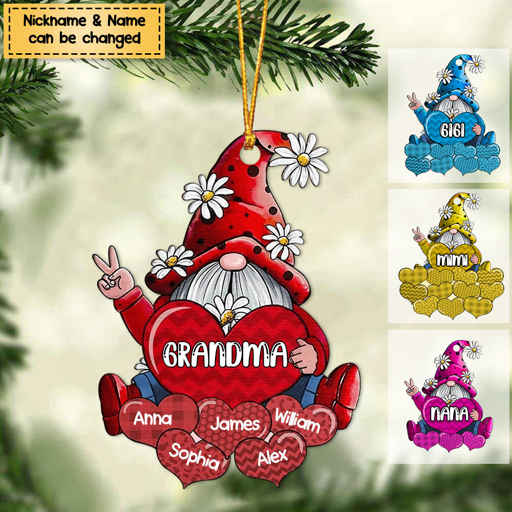 Colorful Grandma- Mom Dwarf Loves Sweet Heart Kids Custom Acrylic Car / Christmas Ornament