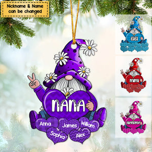 Colorful Grandma- Mom Dwarf Loves Sweet Heart Kids Custom Acrylic Car / Christmas Ornament