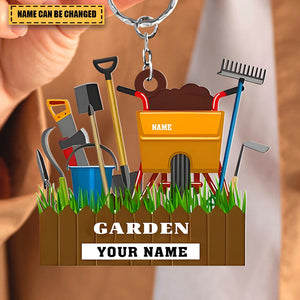 Personalized Garden Tool Keychain For Gardener, Custom Name Keychain, Christmas Gift For Garden Tool, Gardening Keychain