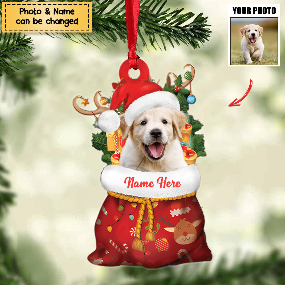 Personalized Pet Photo Santa Sack Christmas Ornament