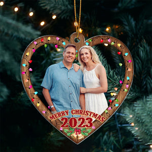 Transparent Ornament - Wooden Style - Merry Christmas 2023 - Custom from Photo