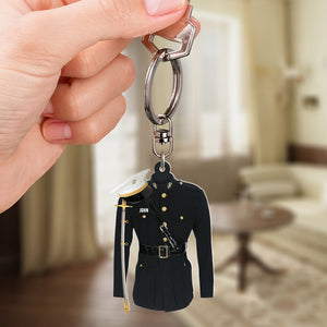 Navy - Air Force - Army - Marine Uniform On A Clothes Hanger- Personalized Keychain