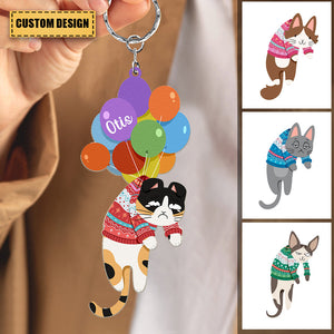 Hanging Cat - New Version - Personalized Cat Acrylic Keychain