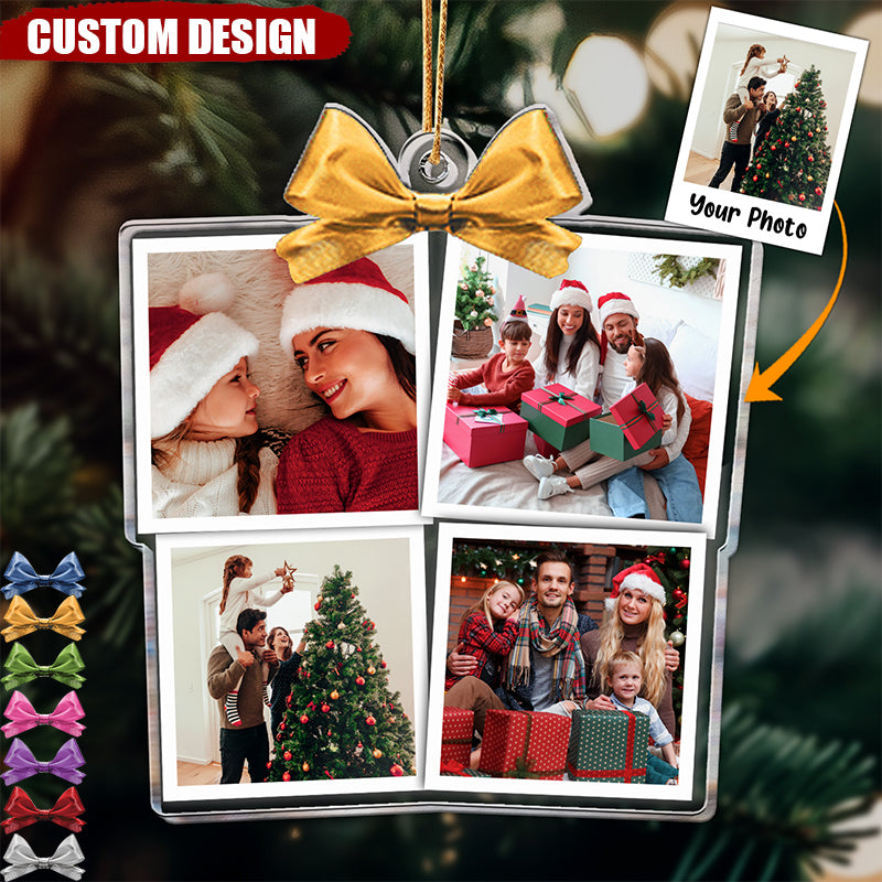 Family Photo Christmas Box Gift - Personalized Acrylic Photo Ornament