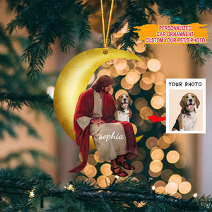 Jesus Car Ornament, Custom Photo And Name,Personalized Christmas Ornament