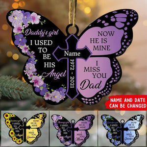 Memorial Custom Ornament I Used To Be His Angel Now He's Mine Personalized Gift