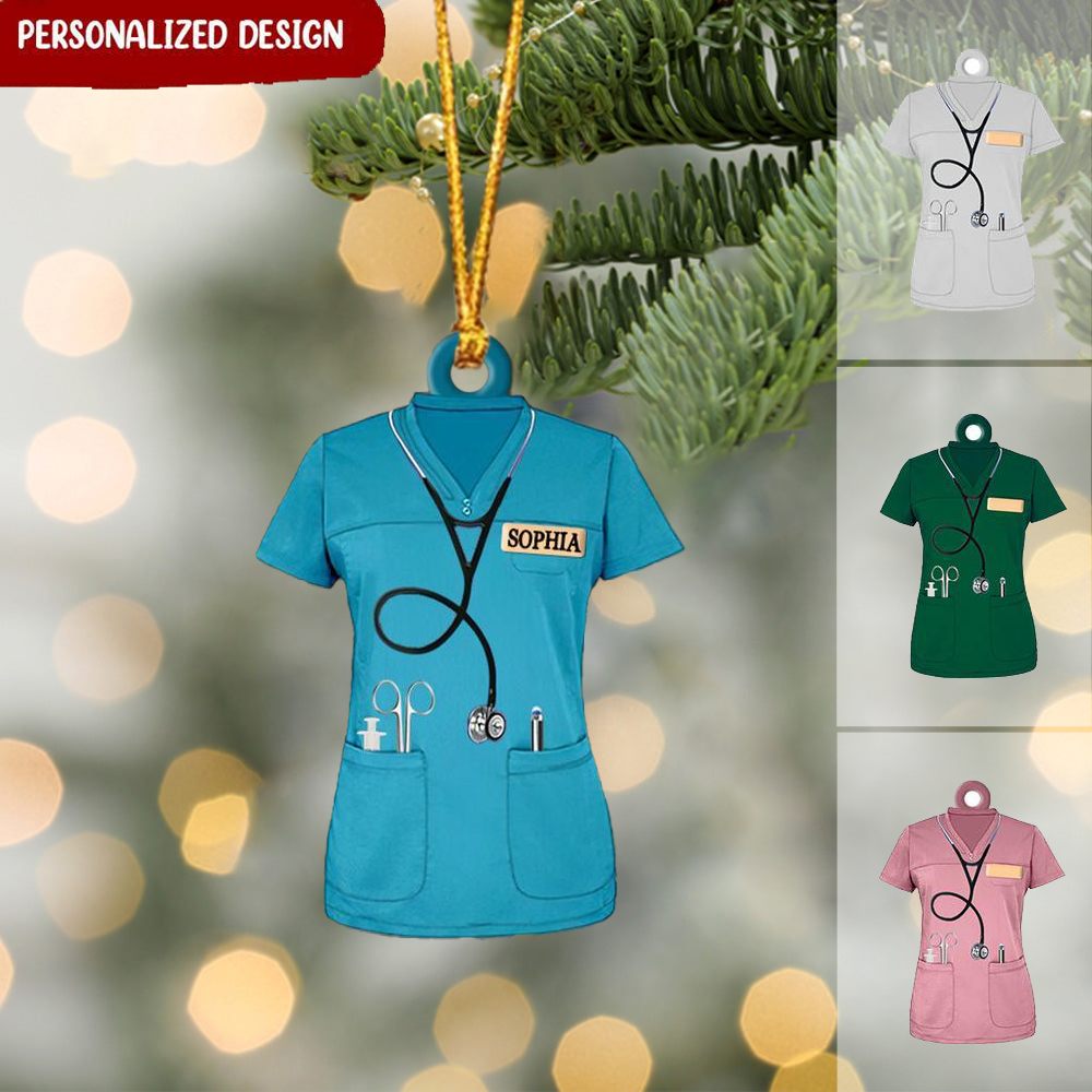 Personalized  Nurse Scrubs-Personalized Christmas Ornament- Gift For Nurse