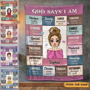 God Says I Am Pink - Personalized Blanket - Meaningful Gifts for Birthday