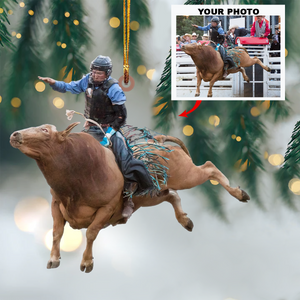 Personalized Cowboy Upload Photo Christmas Ornament