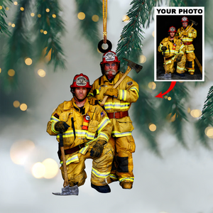 Personalized Firefighter Photo Christmas Ornament