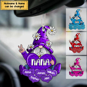 Colorful Grandma- Mom Dwarf Loves Sweet Heart Kids Custom Acrylic Car / Christmas Ornament